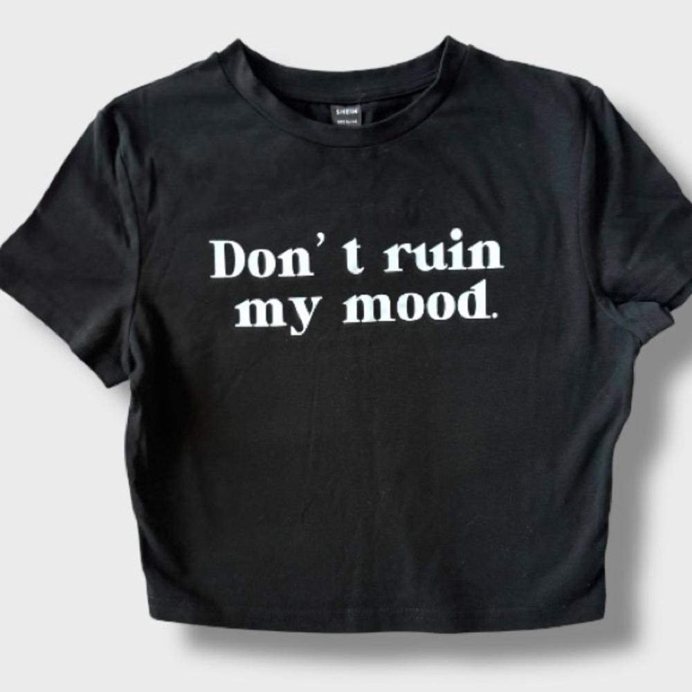 Black Graphic Tee with White Letters - M